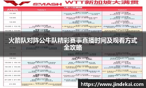 火箭队对阵公牛队精彩赛事直播时间及观看方式全攻略